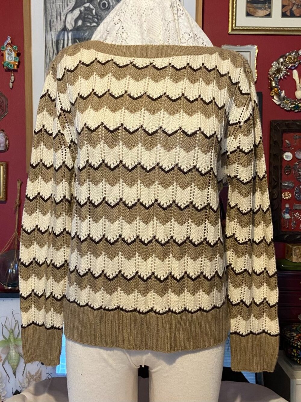 Vintage Chevron Pattern Sweater Raje' LTD Brand 70's to 80's Made in the USA